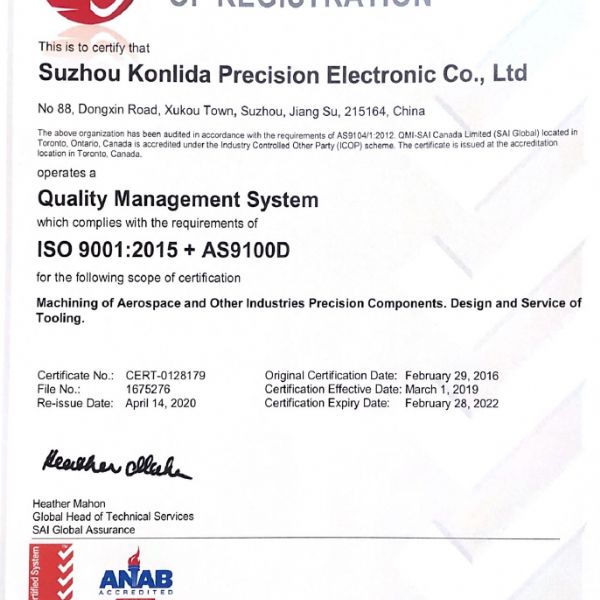 Konlida - Sistema de gestión de calidad AS9100D